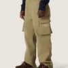 Pantalon cargo Journey pour garçon en gabardine de coton vert militaire avec imprimé