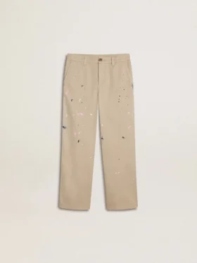 Pantalon chino beige pour enfant avec touches multicolores