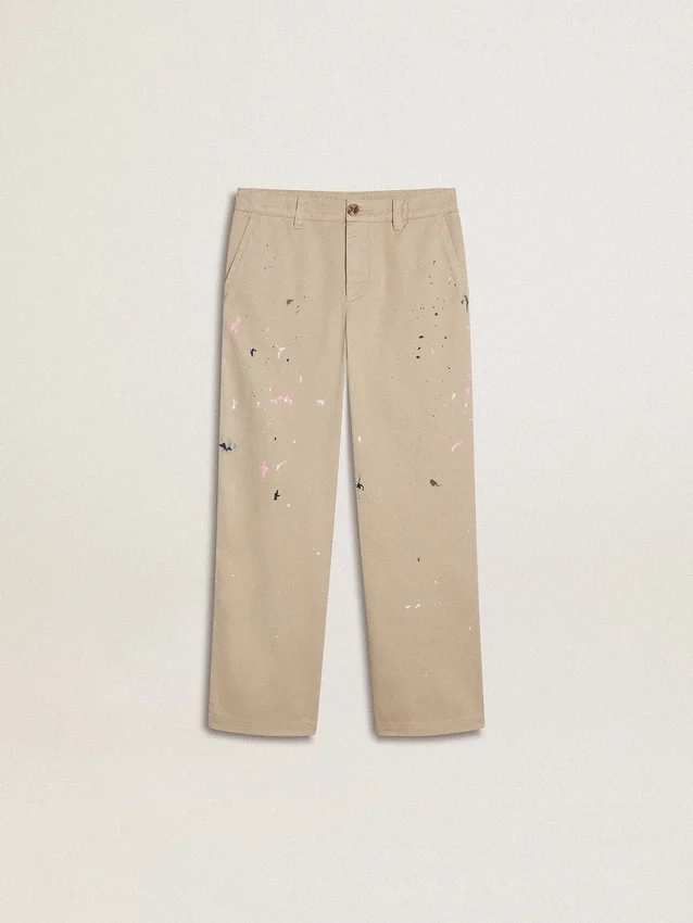 Pantalon chino beige pour enfant avec touches multicolores