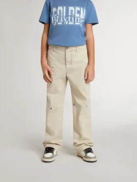 Pantalon chino beige pour enfant avec touches multicolores