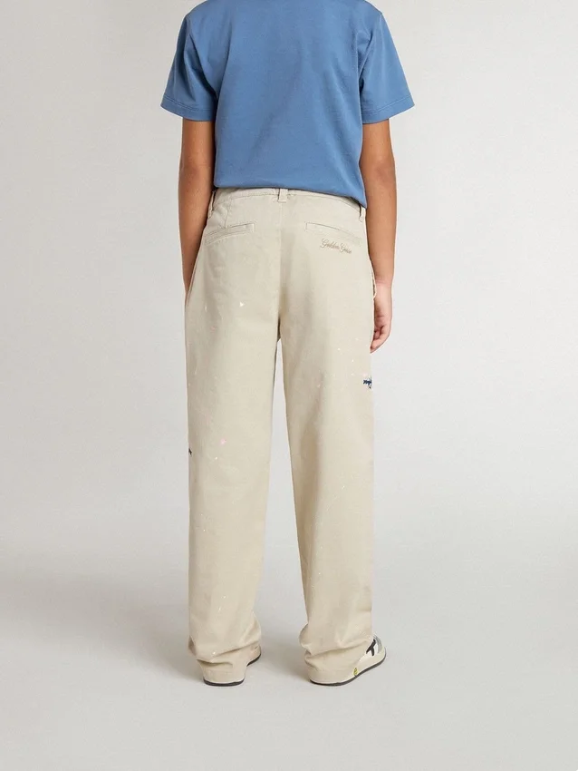 Pantalon chino beige pour enfant avec touches multicolores