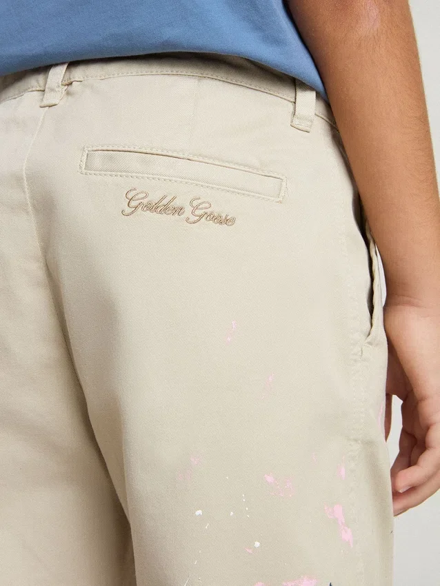 Pantalon chino beige pour enfant avec touches multicolores