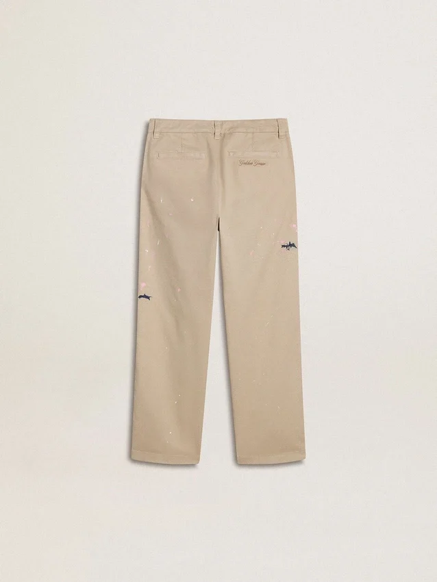 Pantalon chino beige pour enfant avec touches multicolores