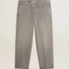 Pantalon chino en coton gris