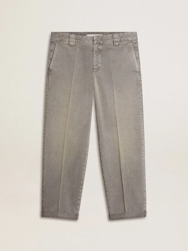 Pantalon chino en coton gris