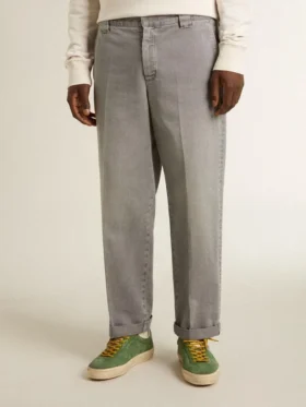 Pantalon chino en coton gris