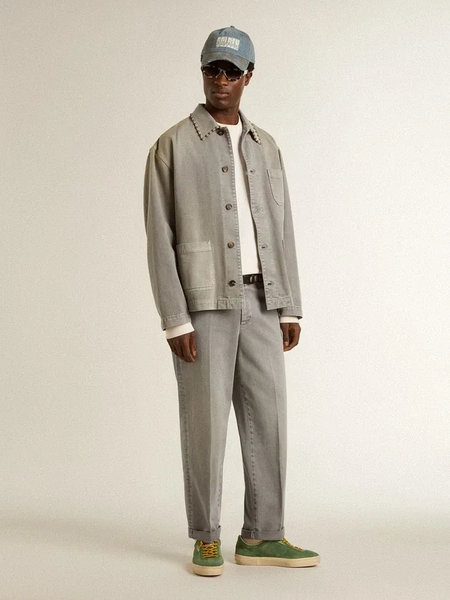 Pantalon chino en coton gris
