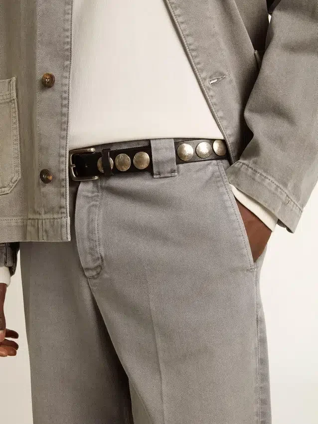Pantalon chino en coton gris