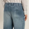 Pantalon chino en denim pour homme avec détails vieillis