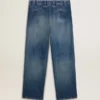 Pantalon chino en denim pour homme avec détails vieillis