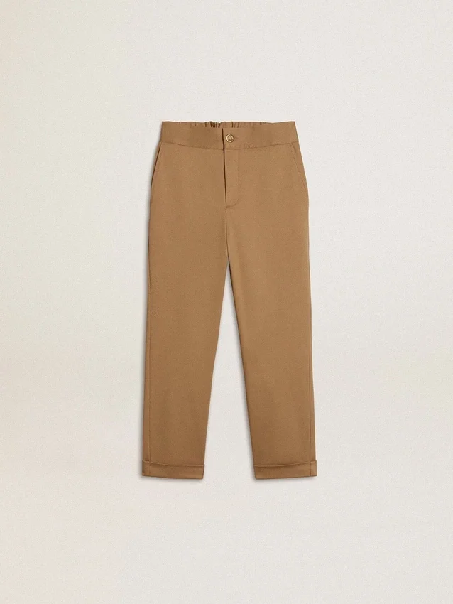 Pantalon chino pour enfant en coton couleur tabac