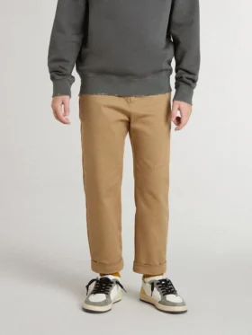 Pantalon chino pour enfant en coton couleur tabac