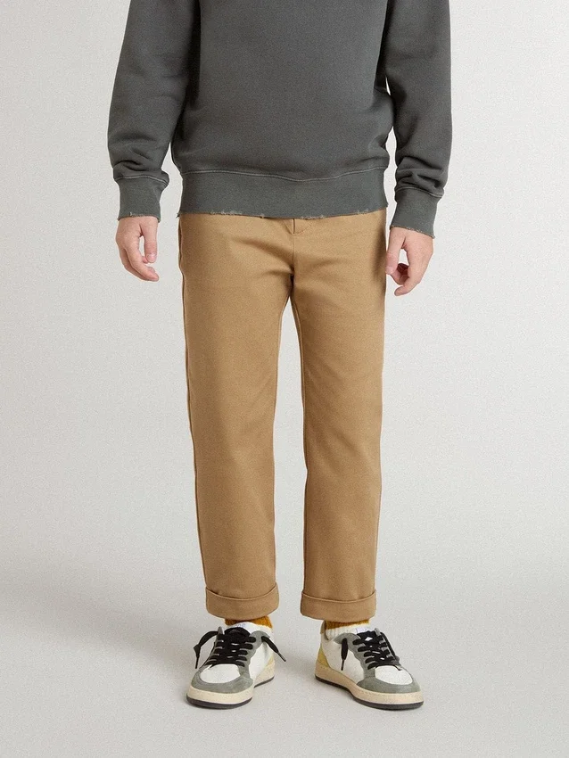Pantalon chino pour enfant en coton couleur tabac