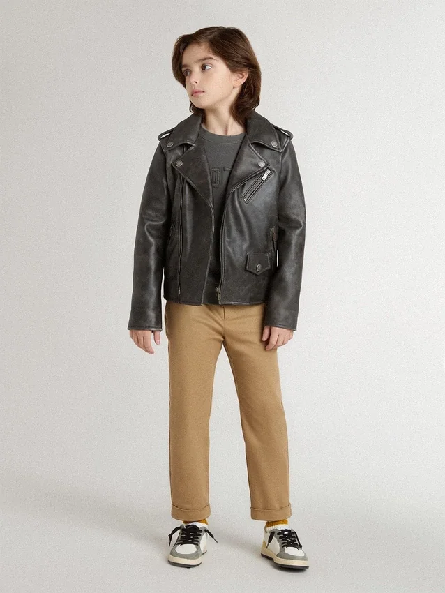 Pantalon chino pour enfant en coton couleur tabac