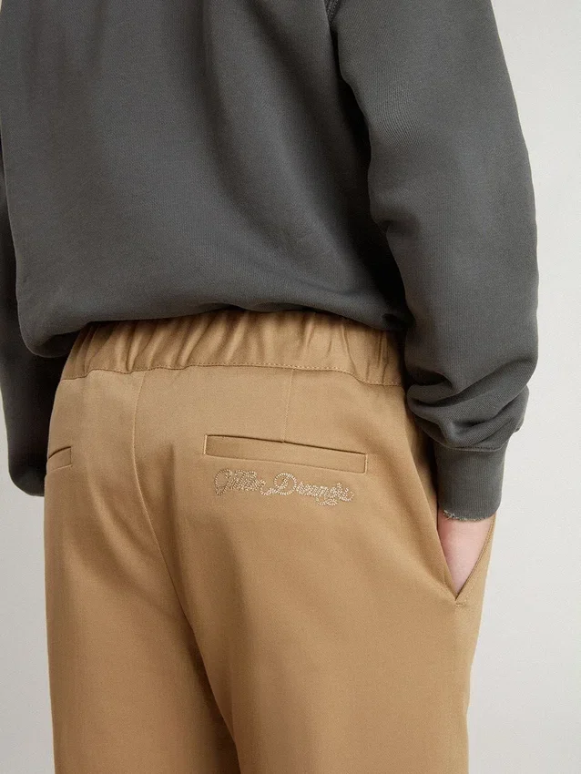Pantalon chino pour enfant en coton couleur tabac