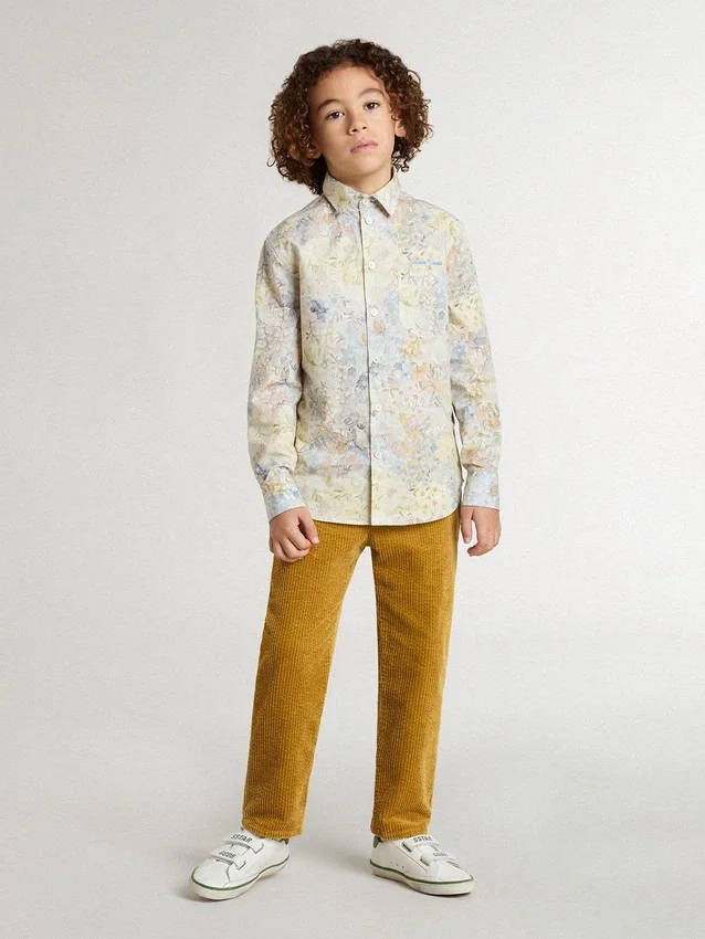 Pantalon chino pour garçons couleur tabac avec broderie