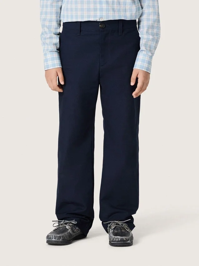 Pantalon chino unisexe Journey en toile de coton bleue avec logo brodé