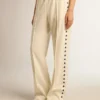 Pantalon de jogging blanc pour femme avec des étoiles sur les côtés