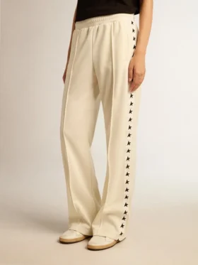 Pantalon de jogging blanc pour femme avec des étoiles sur les côtés
