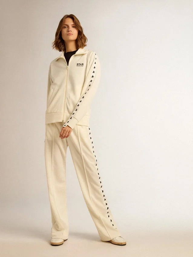 Pantalon de jogging blanc pour femme avec des étoiles sur les côtés