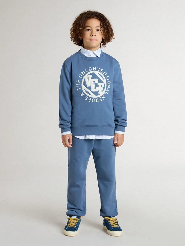 Pantalon de jogging bleu pour enfant avec broderie