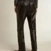 Pantalon de jogging noir en cuir nappa avec fermeture éclair au bas des jambes