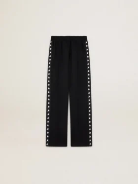 Pantalon de jogging noir pour femme avec des étoiles blanches sur les côtés