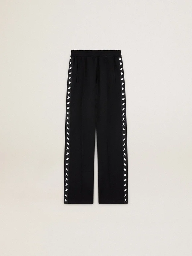 Pantalon de jogging noir pour femme avec des étoiles blanches sur les côtés