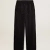 Pantalon de jogging noir pour femme à imprimé toile de Jouy ton sur ton