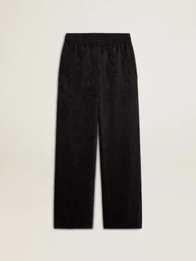 Pantalon de jogging noir pour femme à imprimé toile de Jouy ton sur ton