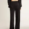 Pantalon de jogging noir pour femme à imprimé toile de Jouy ton sur ton