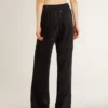 Pantalon de jogging noir pour femme à imprimé toile de Jouy ton sur ton