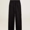 Pantalon de jogging noir pour femme à imprimé toile de Jouy ton sur ton