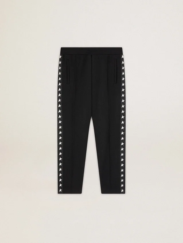 Pantalon de jogging noir pour homme avec des étoiles blanches sur les côtés