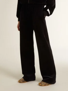 Pantalon de jogging pour femme en mélange de coton effet velours
