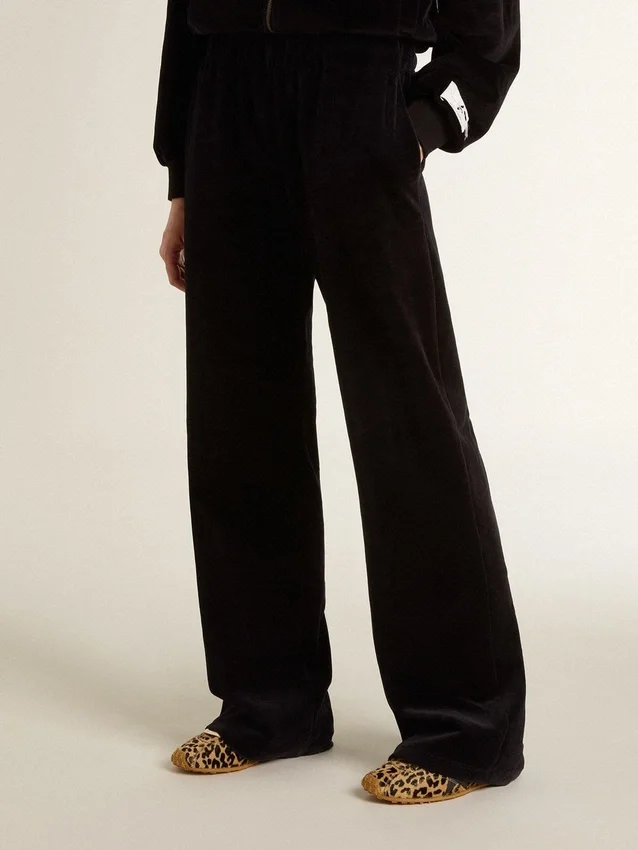 Pantalon de jogging pour femme en mélange de coton effet velours