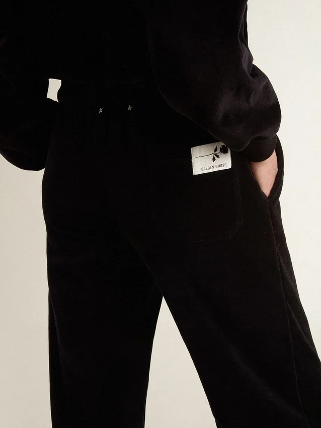 Pantalon de jogging pour femme en mélange de coton effet velours