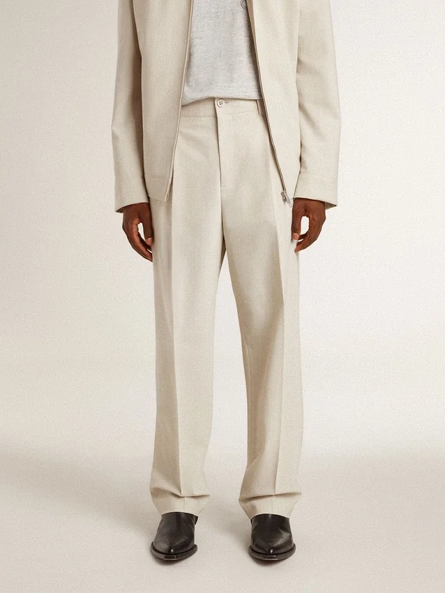 Pantalon de jogging pour homme en mélange de laine couleur kaki
