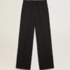 Pantalon de survêtement pour femme en gabardine de laine bleu foncé