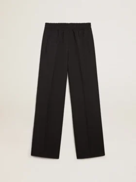 Pantalon de survêtement pour femme en gabardine de laine bleu foncé