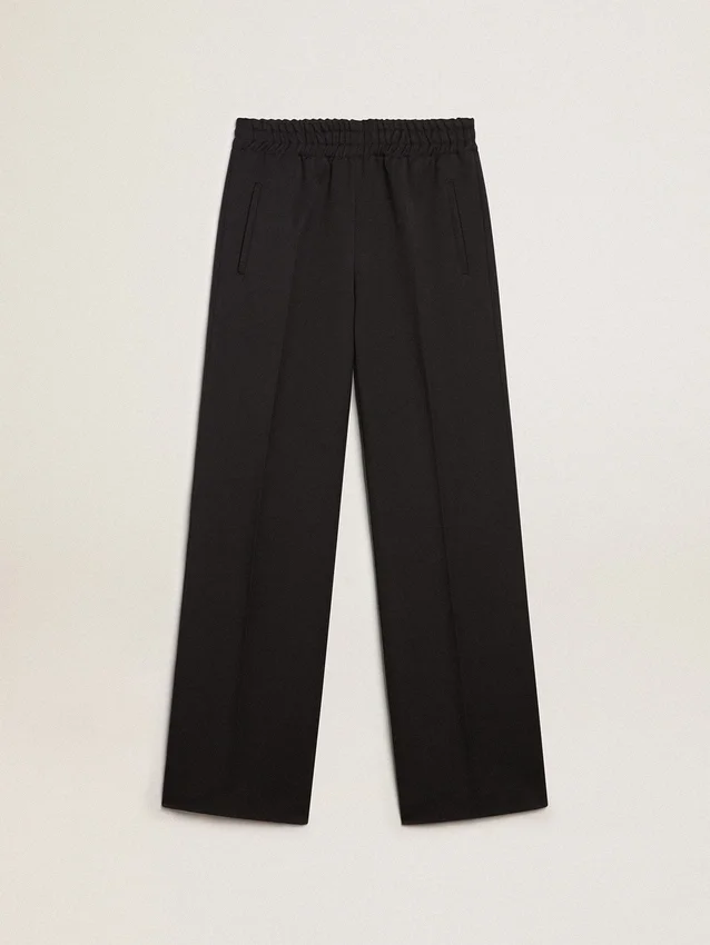 Pantalon de survêtement pour femme en gabardine de laine bleu foncé