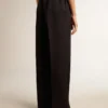 Pantalon de survêtement pour femme en gabardine de laine bleu foncé