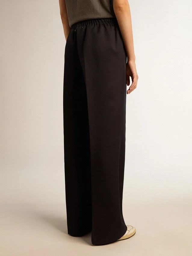 Pantalon de survêtement pour femme en gabardine de laine bleu foncé