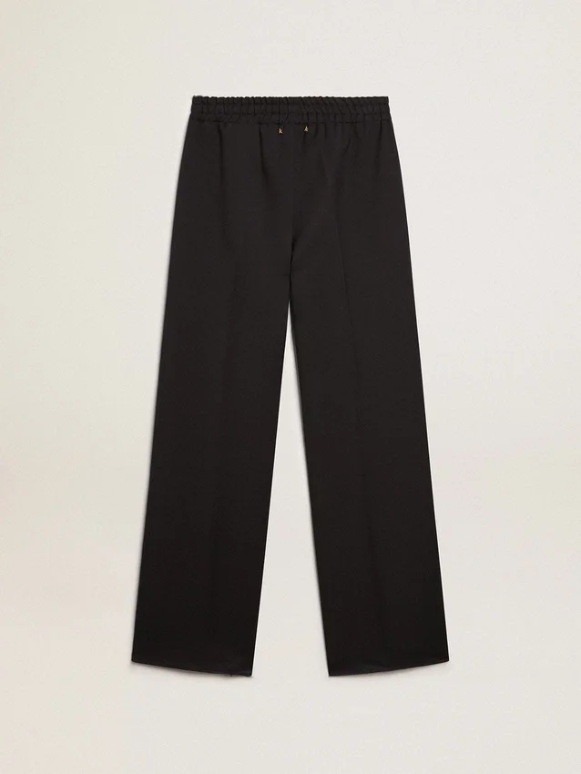 Pantalon de survêtement pour femme en gabardine de laine bleu foncé