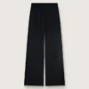 Pantalon de survêtement pour femme en sergé de laine noir avec broderie de paillettes