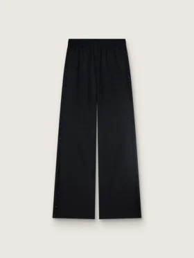 Pantalon de survêtement pour femme en sergé de laine noir avec broderie de paillettes