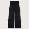 Pantalon de survêtement pour femme en sergé de laine noir avec broderie de paillettes