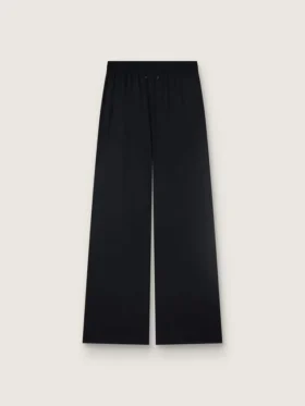 Pantalon de survêtement pour femme en sergé de laine noir avec broderie de paillettes