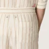 Pantalon de survêtement unisexe en coton et lin rayé écru et sable