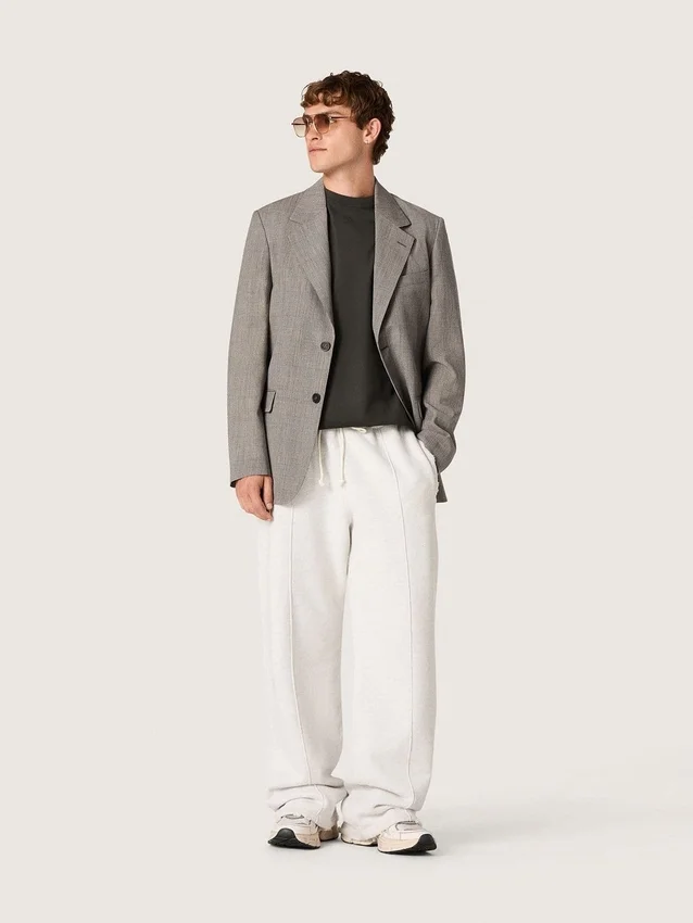 Veste pour homme en laine à carreaux Prince de Galles gris
